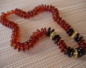 Amber Resin Pressed Bead - Multi - Colored - Big Coin Shape Stone - Handmade Teething Women Necklace