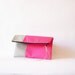 Clutch purse, Fold over.Faux leather , Hot pink , Color Block