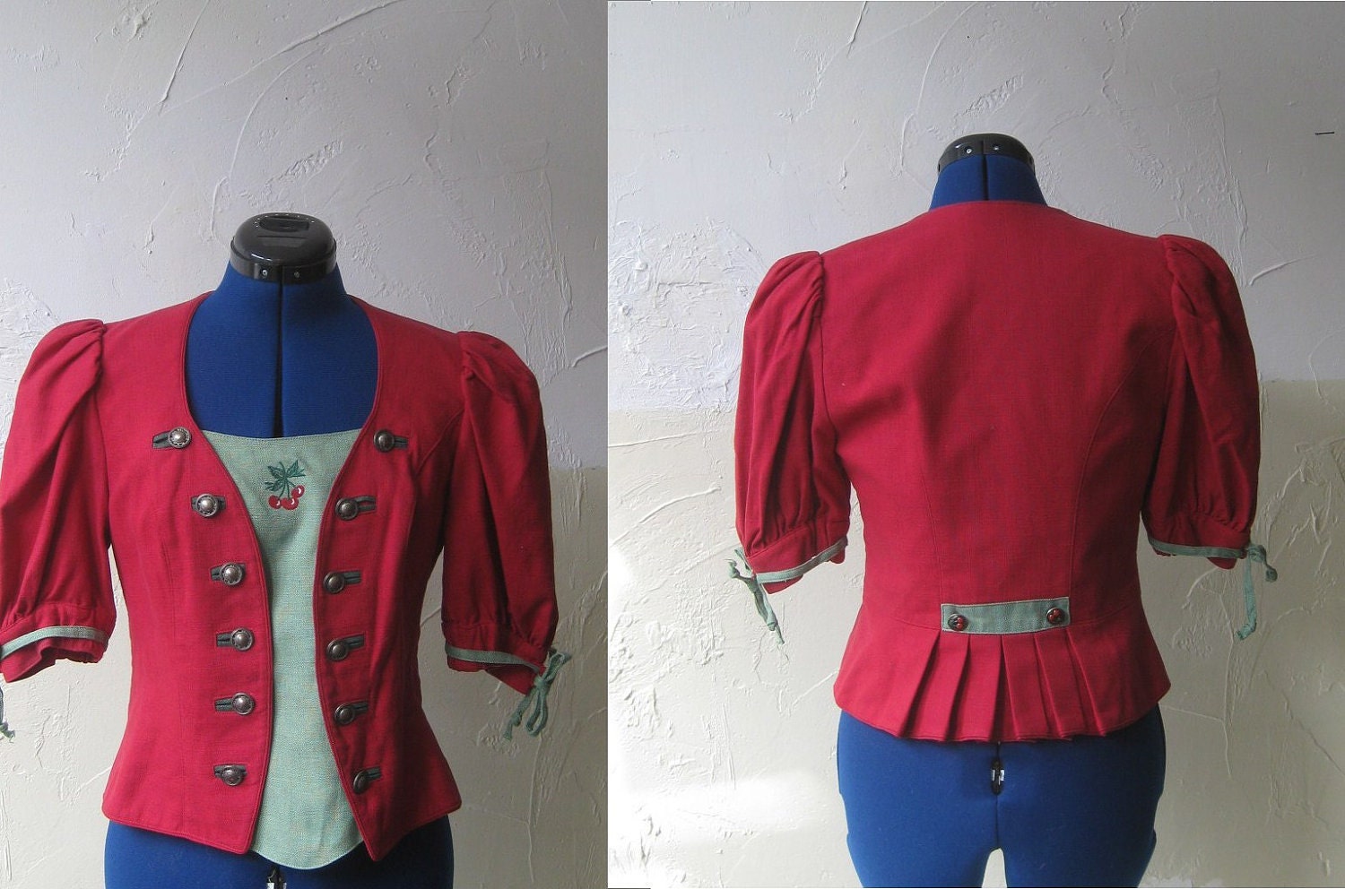 REDUCED 50% /Oktoberfest Jacket: Cherry themed Oktoberfest jacket