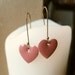 Rose Heart Earrings. Blush Pink Earrings. Dusty Rose Pink Enamel Heart Charm Earrings Valentine's Day Earrings. Gifts for Her.
