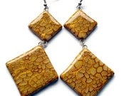 Diamond Shaped Dangle Earrings  in Gold