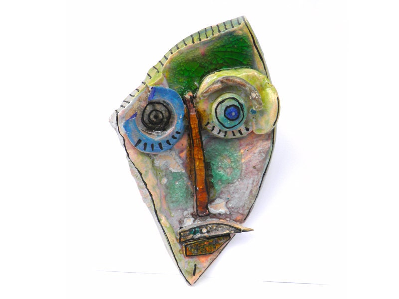 Abstract ceramic face (Wall Art), Handmade sculpture of head, Ceramic home decor