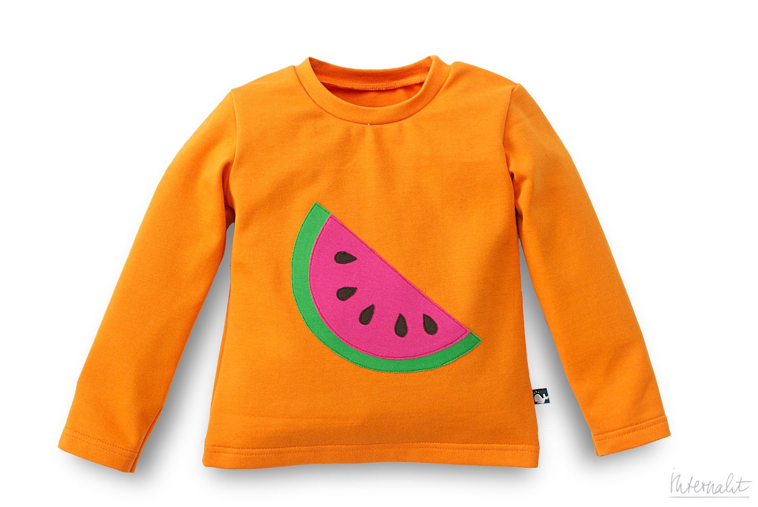 shirt, tee, jumper, sweater, long sleeve, kids, children, boy, girl, appliqué melon fruit, 96% cotton,handmade in Germany, Dresden