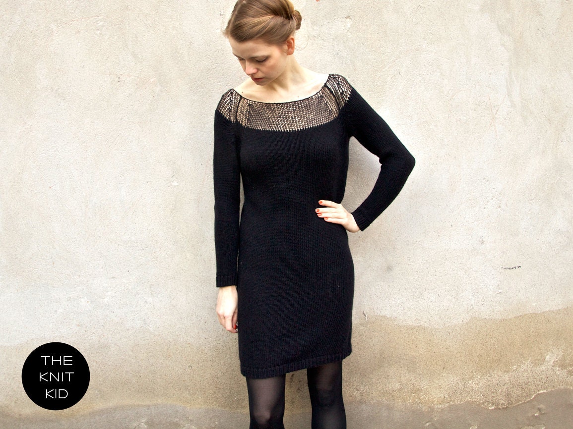 knitted dress bulky mohair merino silk black the knit kid