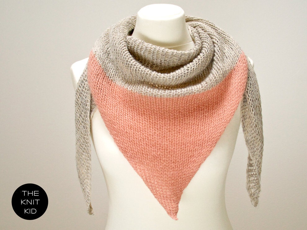 triangle scarf merino angora mohair birch dusty rose theknitkid