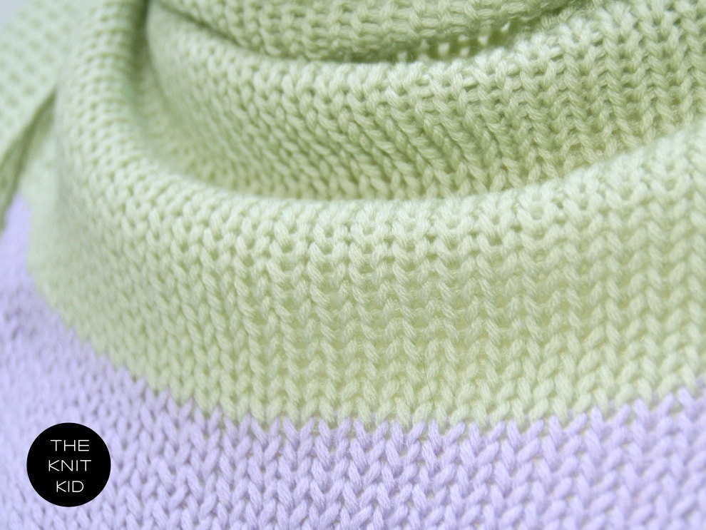 pastel green lilac triangle scarf merino theknitkid