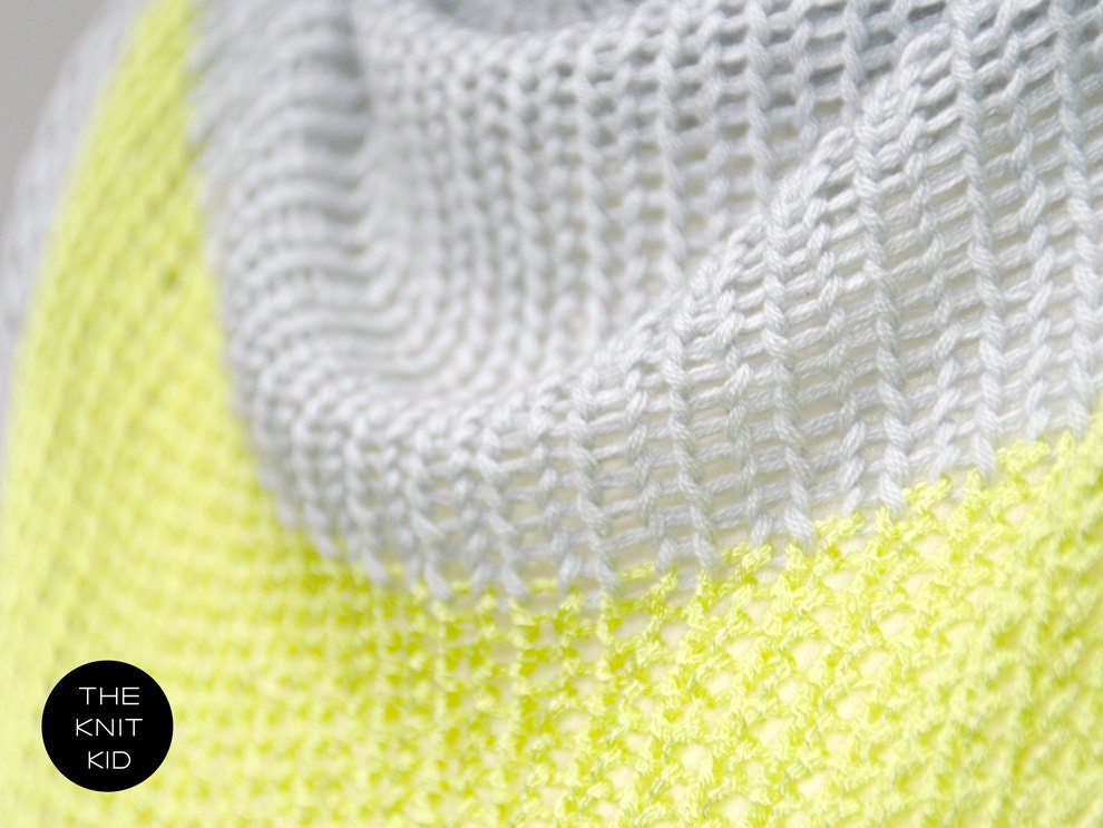 triangle scarf cotton viscose grey lime triangular shawl theknitkid