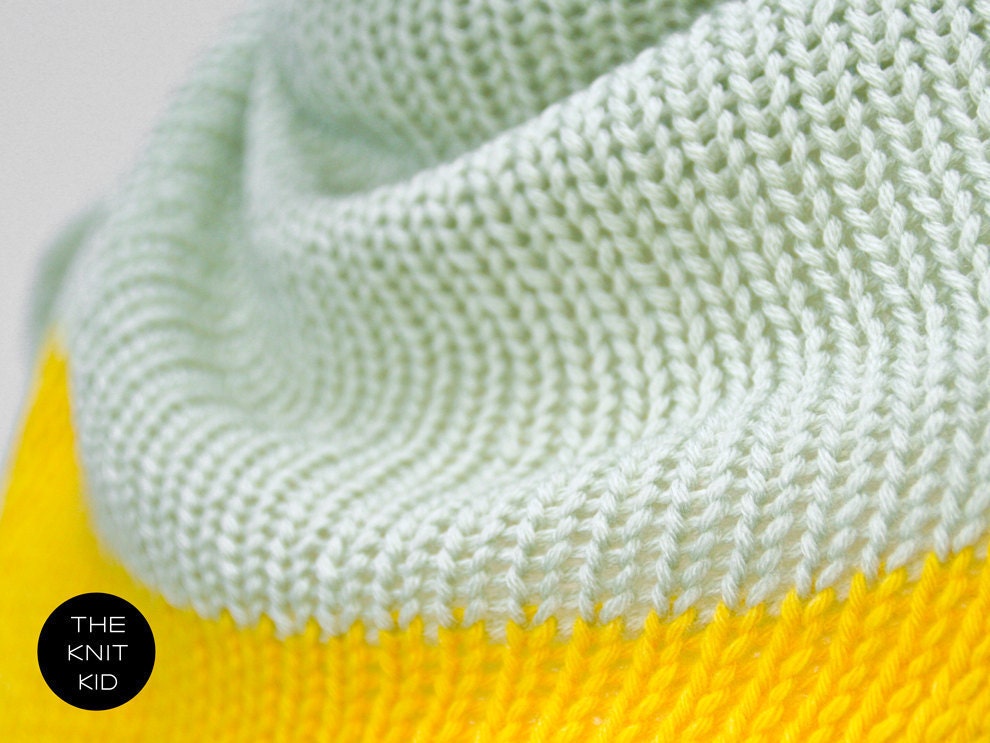 pastel green yellow triangle scarf cashmere merino theknitkid