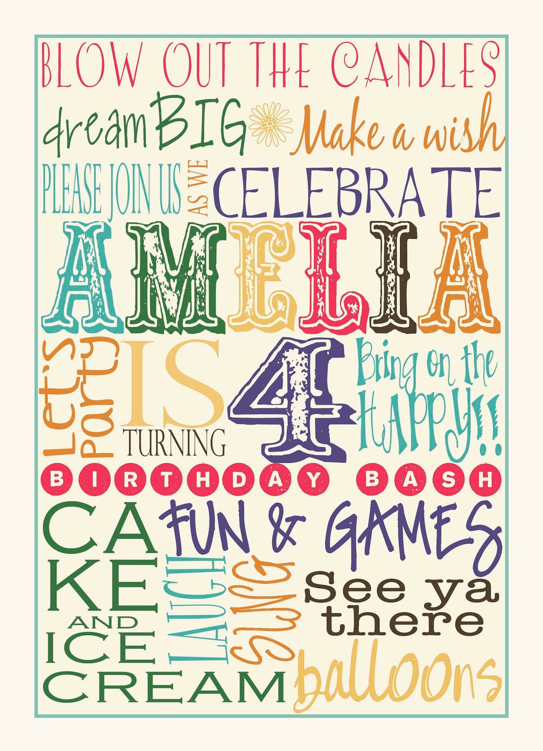 Custom Designed Subway Art Birthday Invitation