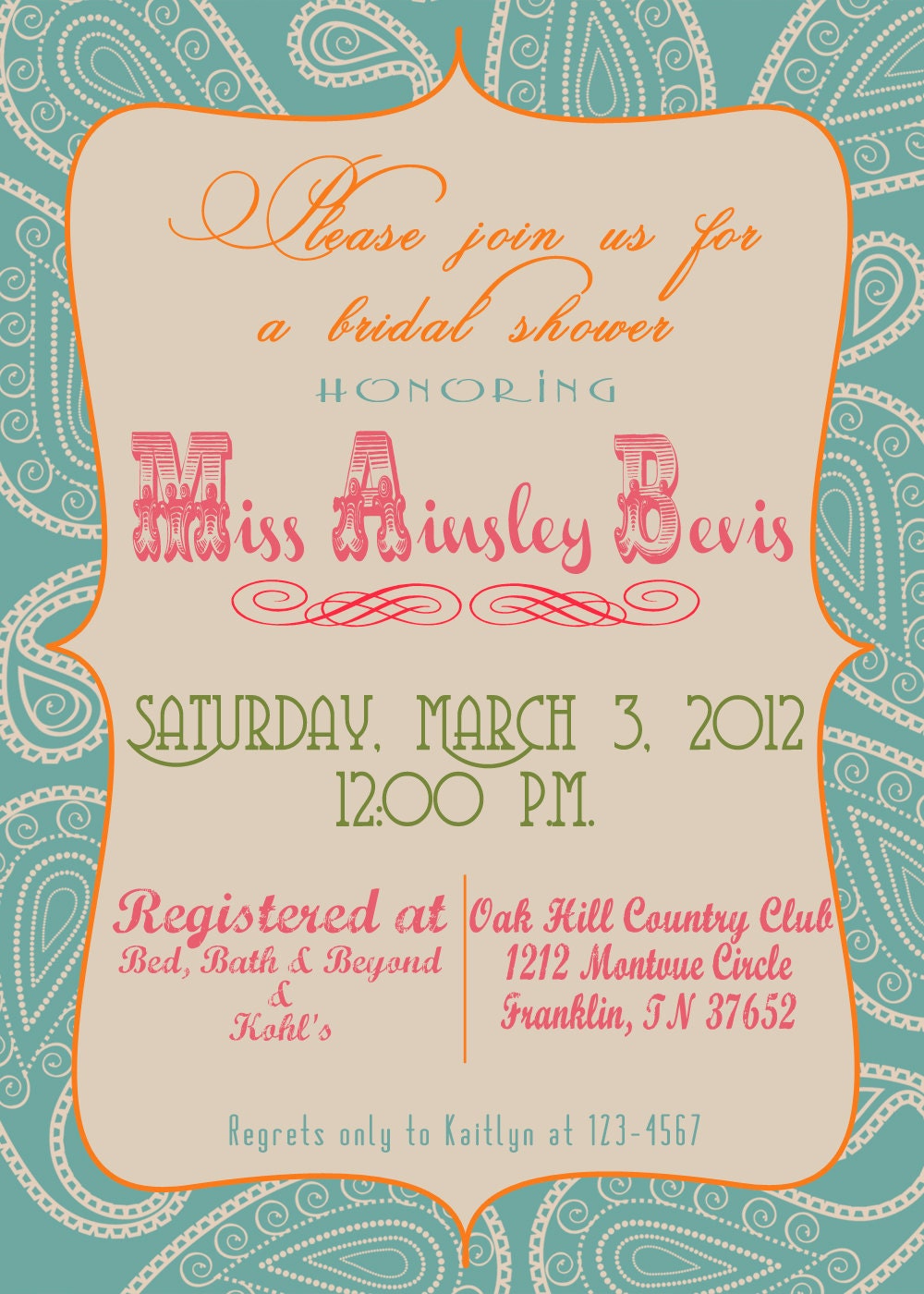 WESTERN VINTAGE BRIDAL shower invitation - fully customizable, printable