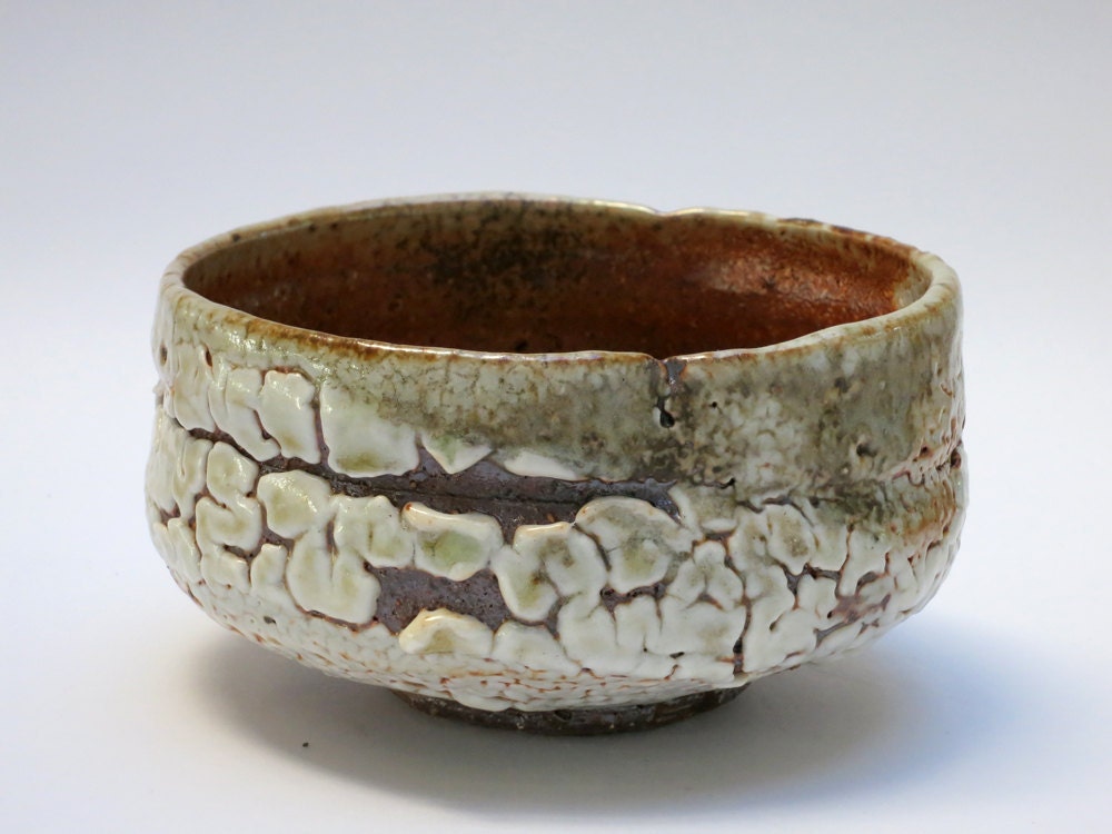 Wood fired shino glazed tea bowl