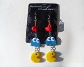 Pac Man Arcade Game Dangle Earrings Clay
