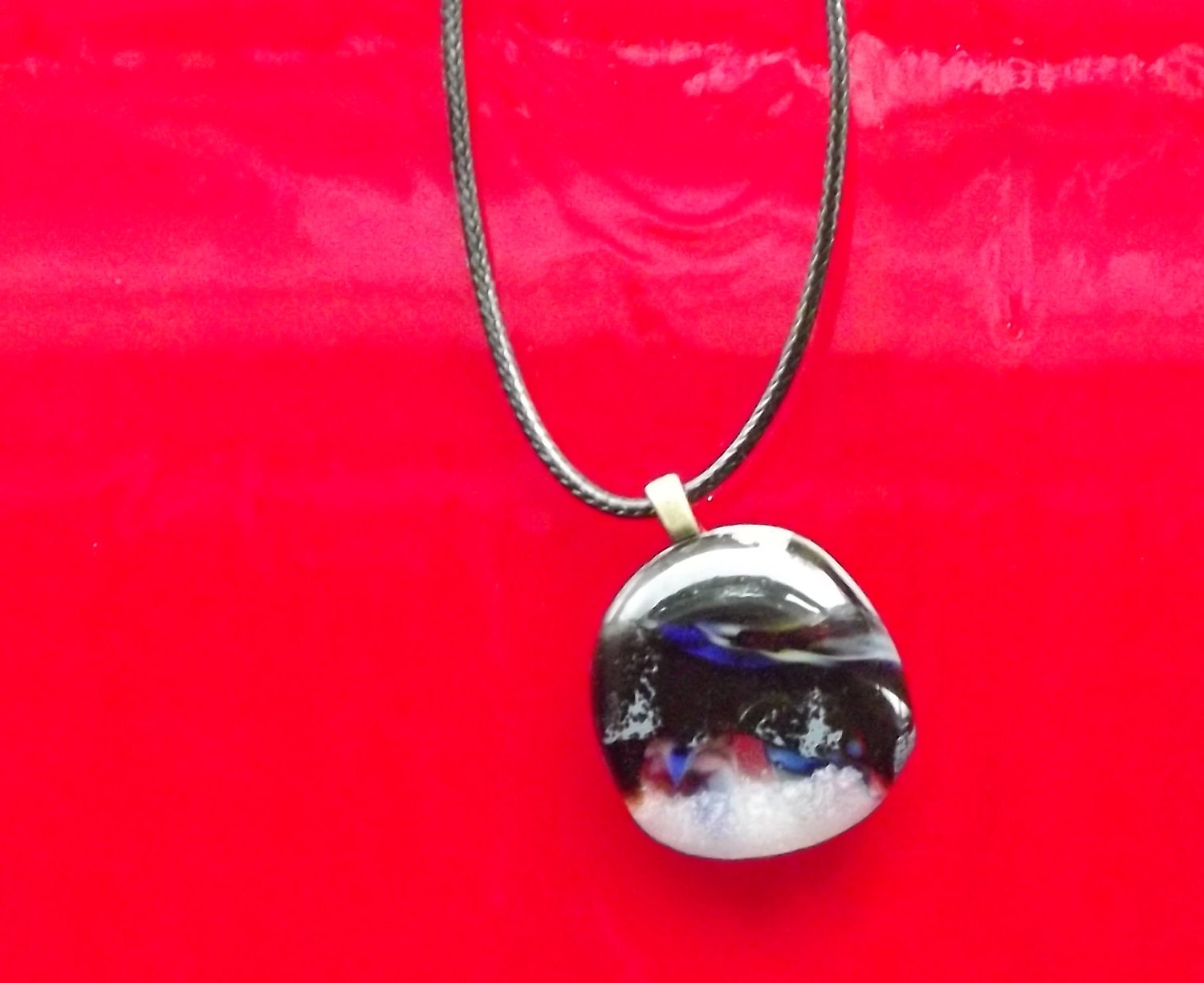 Fused Glass Pendant The Lovely Storm black blue