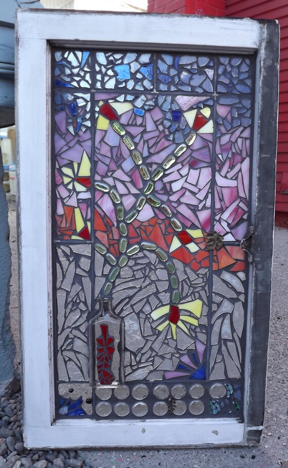 Flower vase mosaic window stained glass