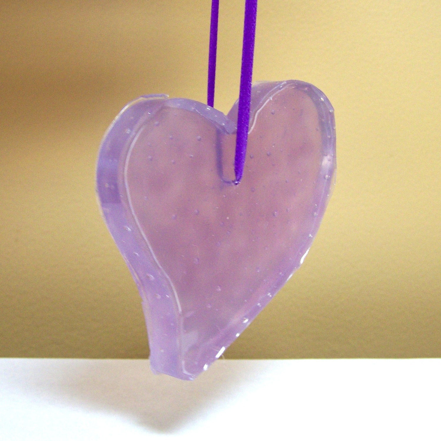Lilac Car Air Freshener, Purple Heart Shaped, 1 oz Scented Aroma Beads
