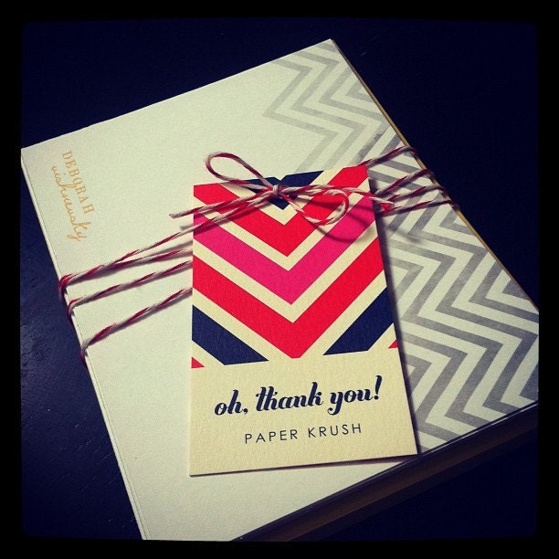 Grey and Yellow Watercolor Chevron Custom Stationery