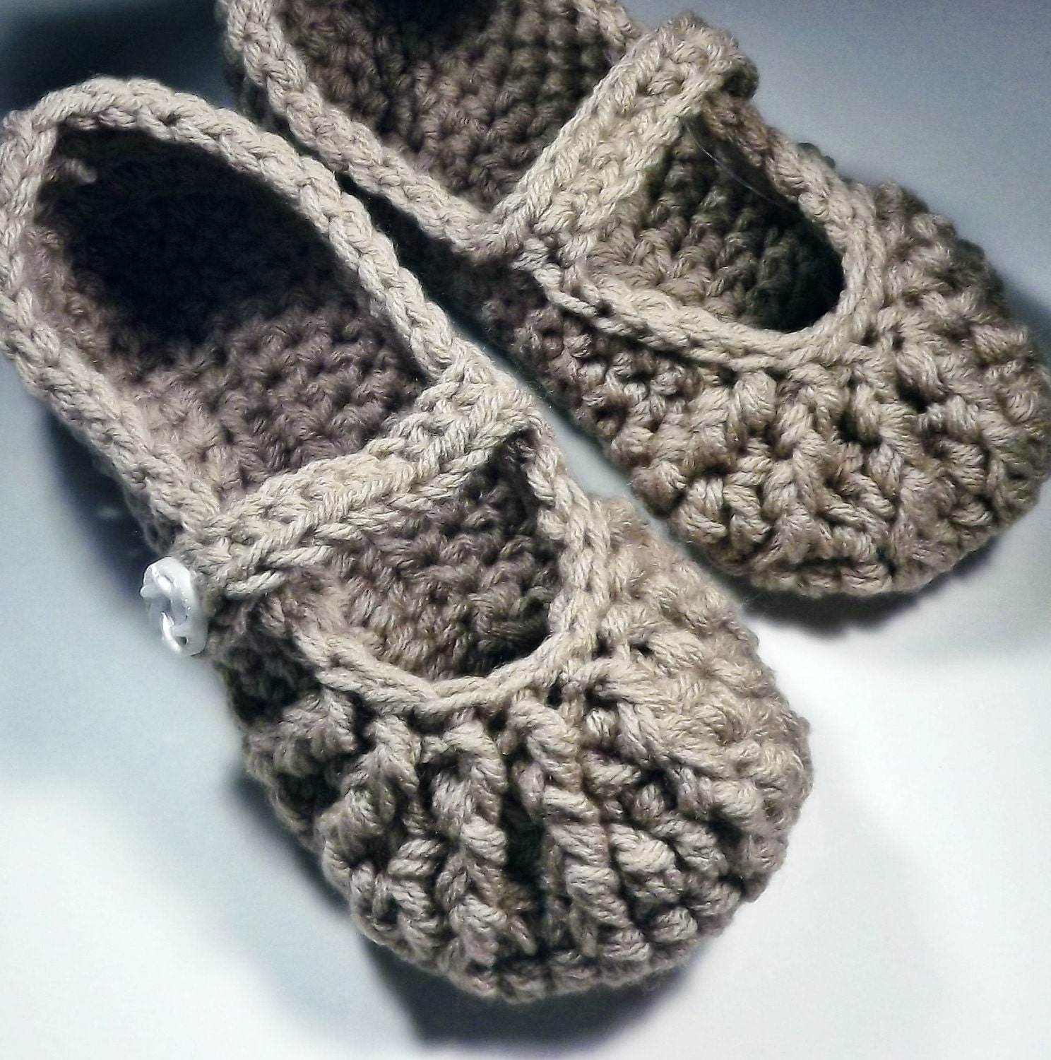 Mary Jane Slippers - crochet - for women - brown