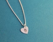 Custom Hand Stamped Initial Heart Charm Necklace