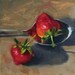 Small Oil Painting of Strawberries with a Spoon