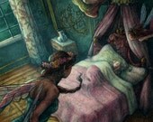 Fairies Watching Over the Princess Illustration 11x14