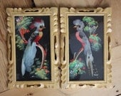 Vintage Mexican Feather Art - Set of Two
