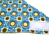 Dog Bandana - Blue with Yellow and Brown Spots - Velcro
