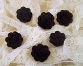 Set of 5 Mini Charming Chocolate  Rolled Felt Roses