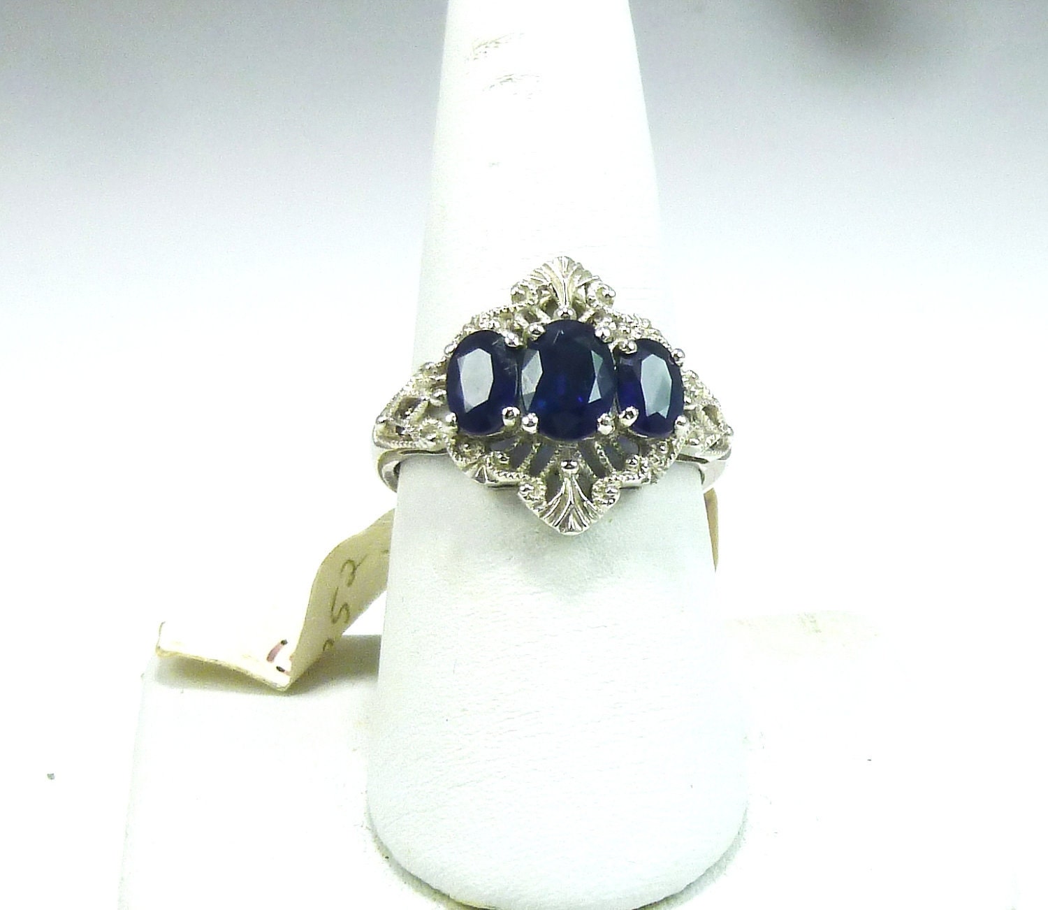 Ring, Blue, Sapphire, Platinum, Vintage, Estate, Ladies