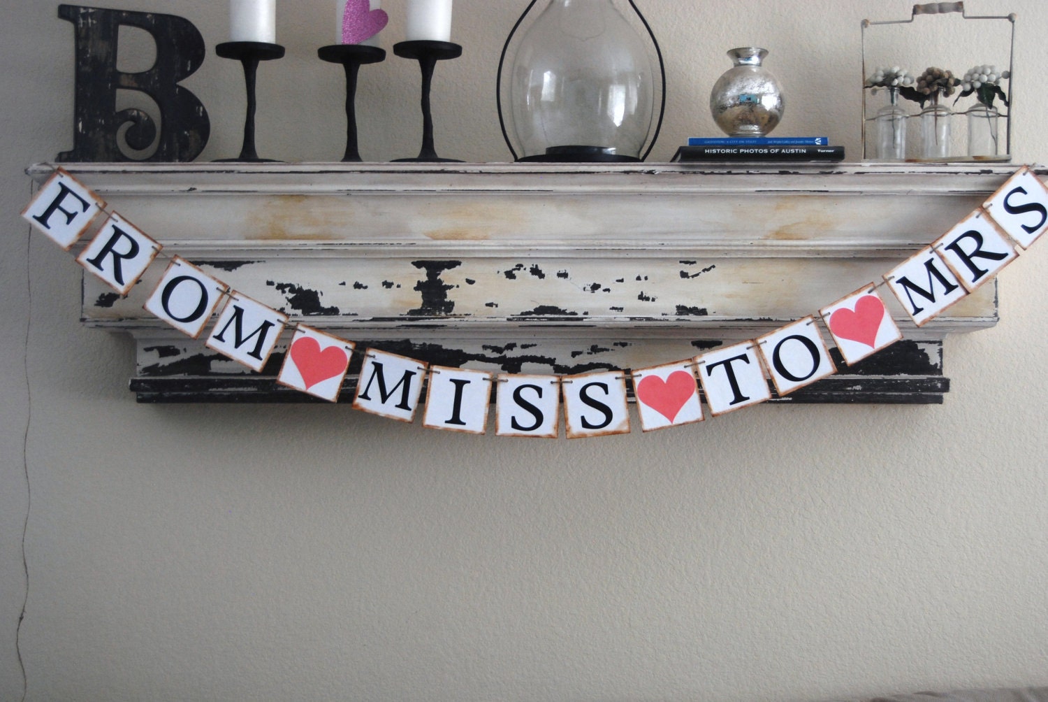 Wedding Banner Decoration - From Miss to Mrs - Bachelorette Party - Bridal Shower - Photo Prop