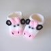 crochet baby shoes, pink white baby shoes, cow Baby Booties slippers, animals crochet baby shoes booties 0 - 12 months, knitted slippers