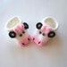 crochet baby shoes, pink white baby shoes, cow Baby Booties slippers, animals crochet baby shoes booties 0 - 12 months, knitted slippers