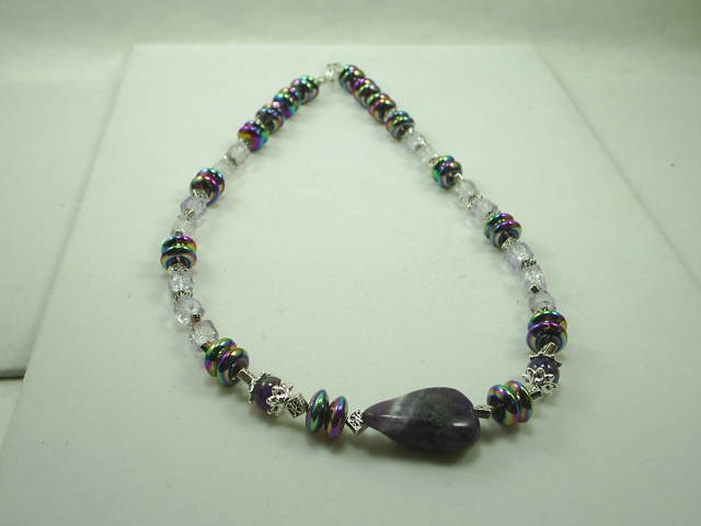 Amethyst Gemstone Necklace Handcrafted Metaphysical Design 2339MJ