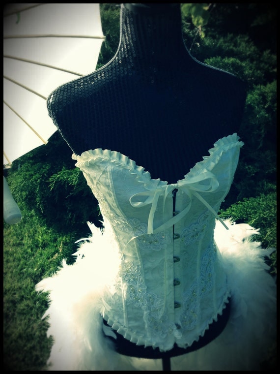 white burlesque corset dress