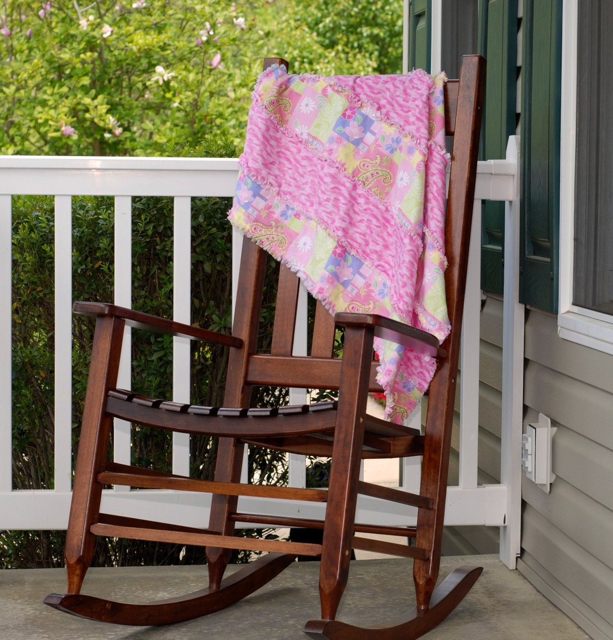 Flannel Rag Quilt -- Pink and White--Completed and Ready to Ship