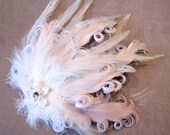 Spring White Wedding Bridal Feather Fascinator