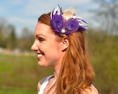 Purple Peacock Wedding Bridal Feather Fascinator