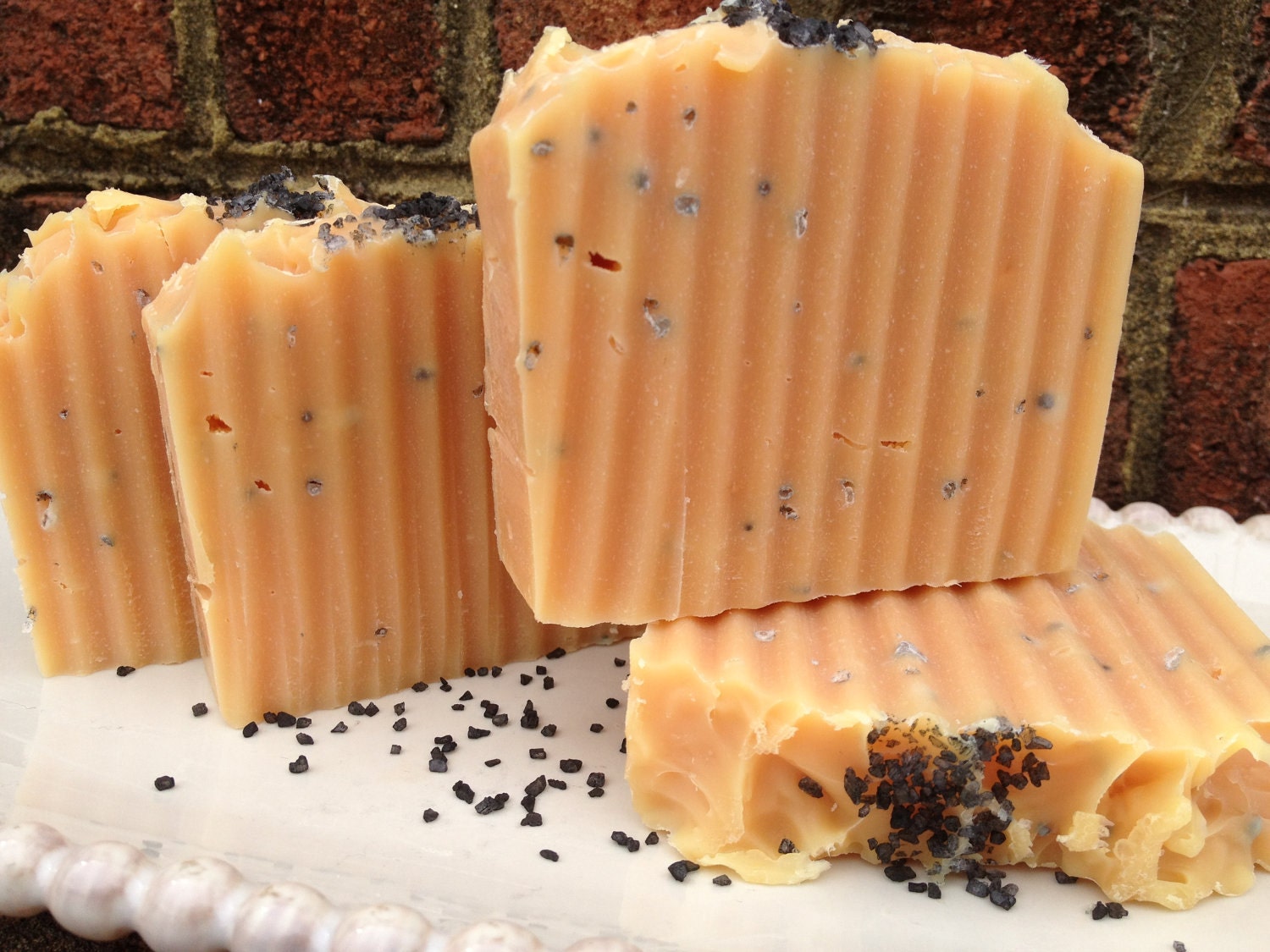 Lemongrass Soap - Hiwa Kai Black Hawaiian Sea Salt and Lemongrass Organic Coconut Milk  - All Natural Handmade Soap - Vegan - Cold Process