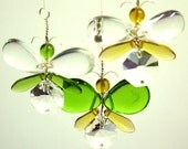 Hanging Mobile, Crystal Suncatcher, Glass Butterfly Window Ornament, Butterfly Mobile, Green, Golden Yellow, Australia, Crystal Mobile