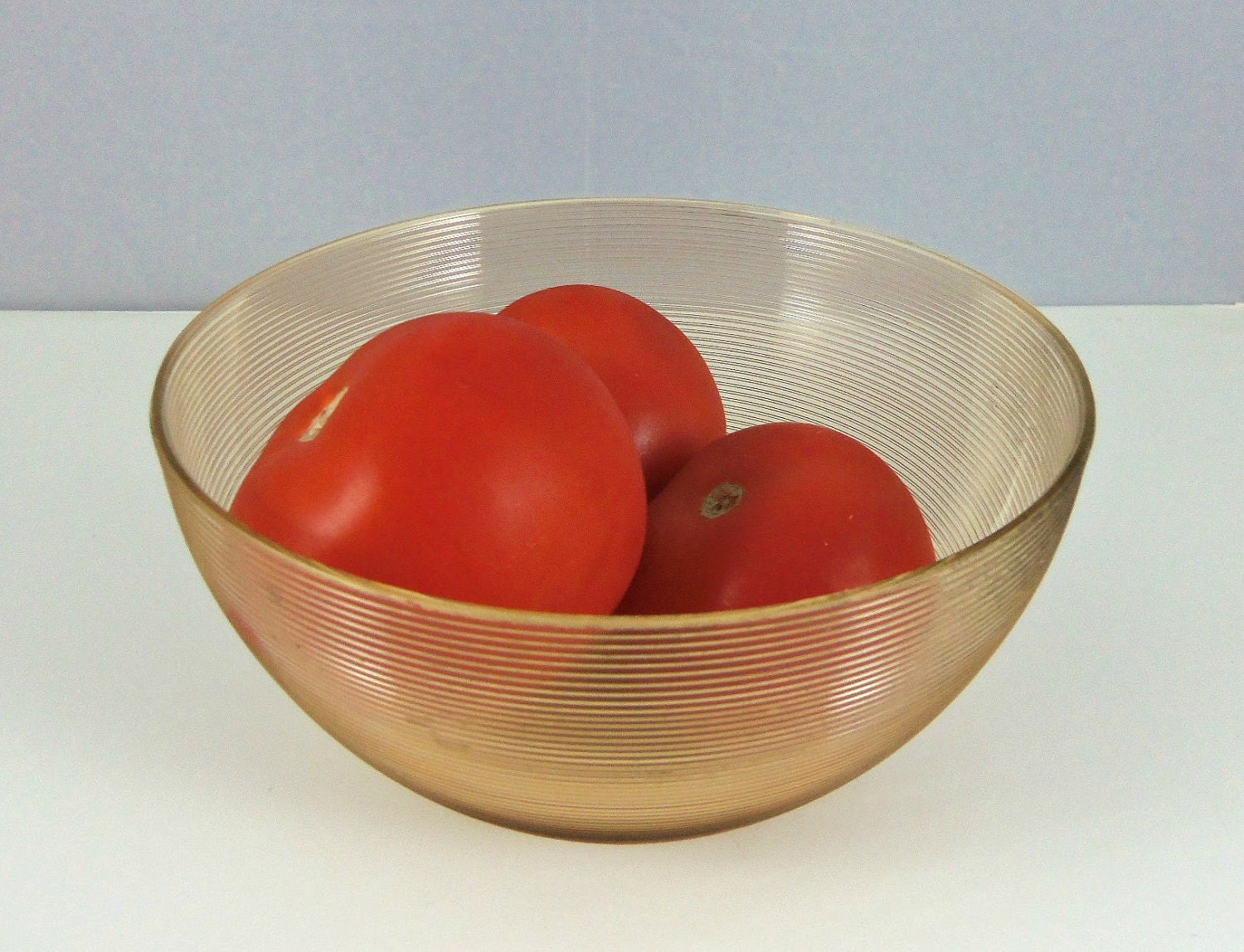 Vintage Brown Depression Glass Snack Bowl- Threaded Glass