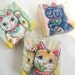 Japanese Lucky Cats, Set of 3 Teeny Tiny Original Paintings