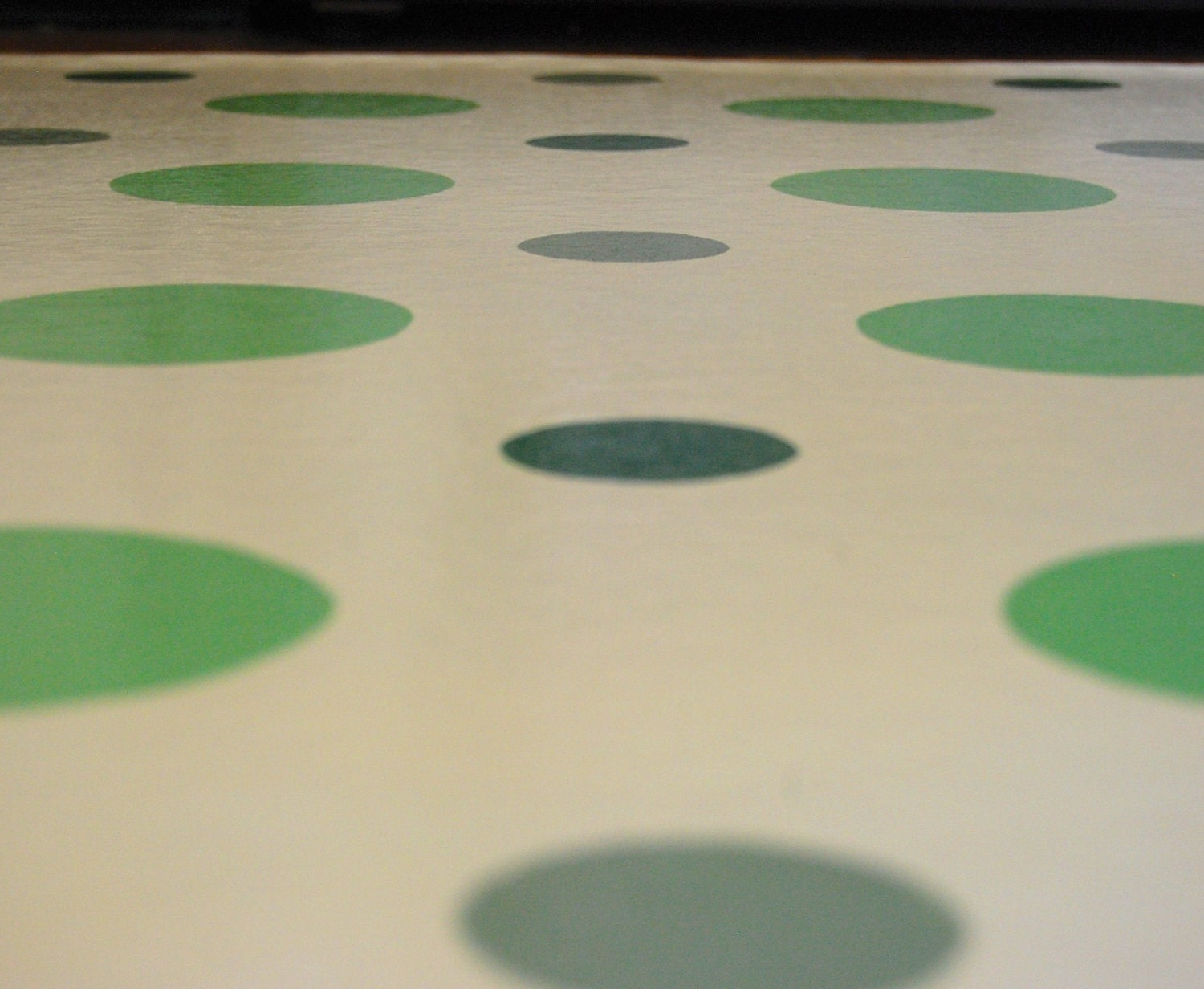 green polka dot floorcloth