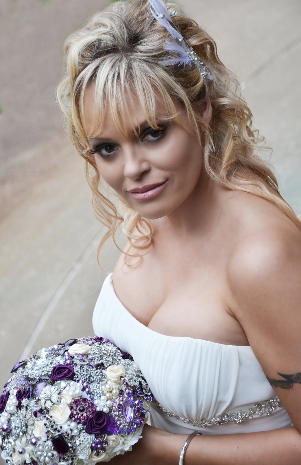 Purple bouquet. Brooch Purple wedding Bouquet - Deposit on made to order bridal bouquet - Broach Bouquet
