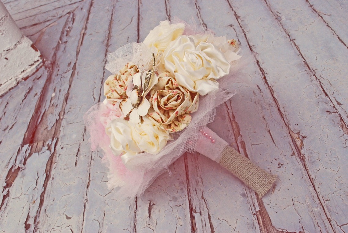 fabric flower bridal bouquet--custom designed