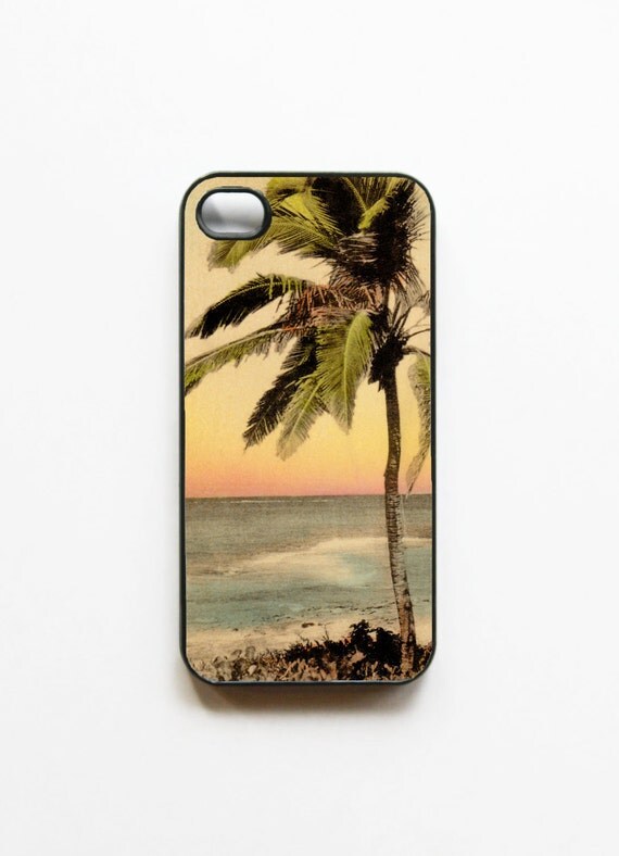 iPhone 4 Case Vintage Postcard - Sunset Beach