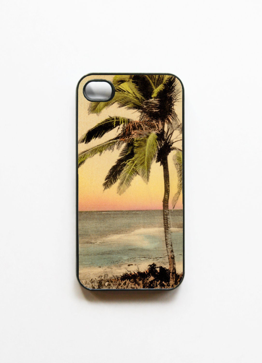 iPhone 4 Case Vintage Postcard - Sunset Beach
