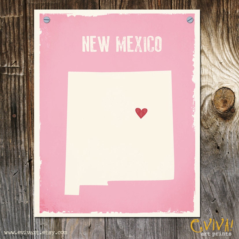 New Mexico Custom Art - Geography Love Collection - New Mexico Map 8 x 10 inches Customized Print