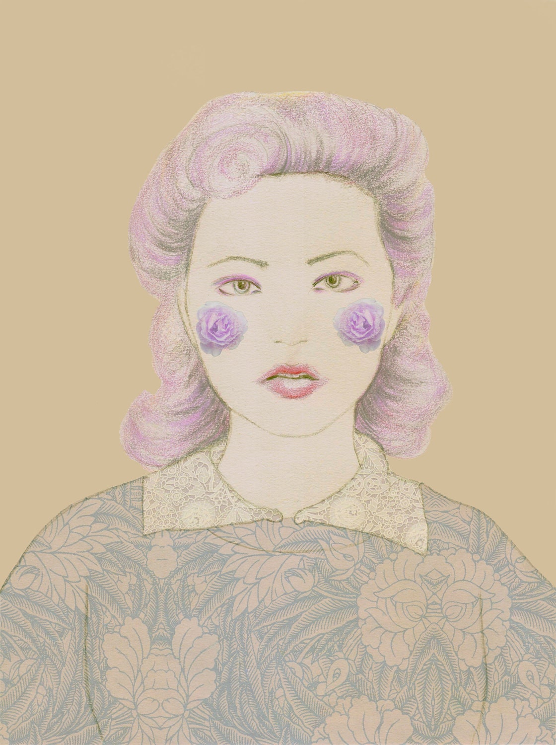 Fashion Illustration, Art Print, Print of Fashion Illustration, Digital Illustration, Chic Sweater, Rosy Cheeks