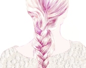 Art Fashion Illustration, Art Print, Digital Fashion Illustration, Digital Illustration, Woman with Braid