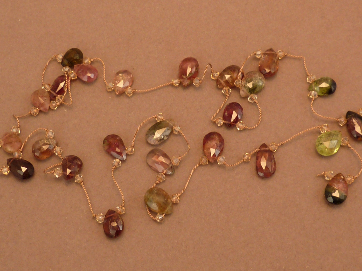 Faceted tourmaline briolette lariat