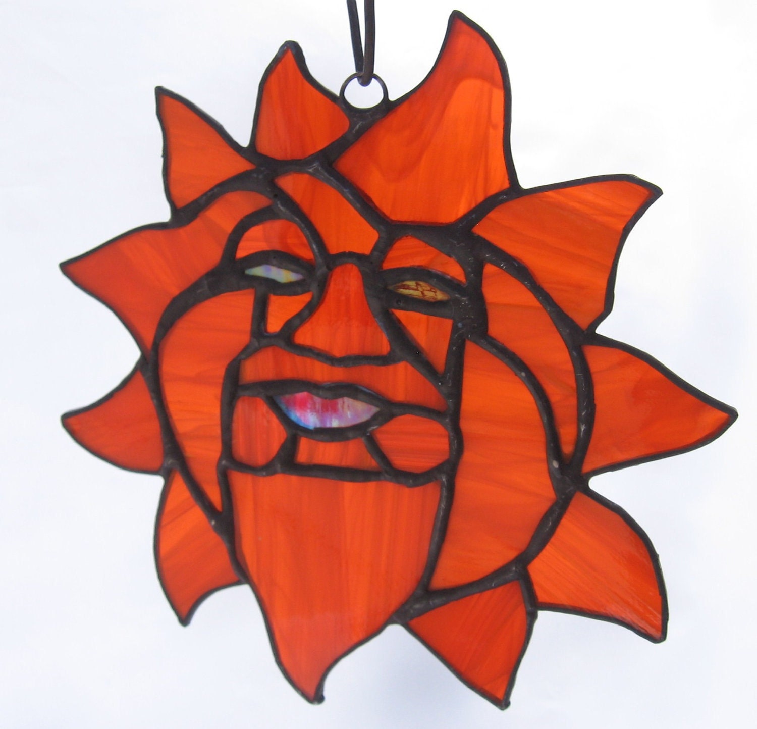 Sun Suncatcher in Orange Stained Glass